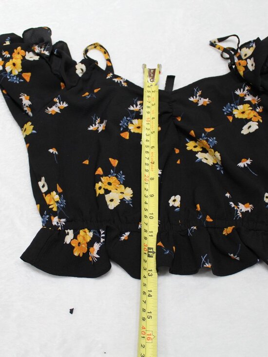 Divided H&M Blouse Womens Size 8 Black Floral Cold Shoulder Long Sleeve  (26-2) - Picture 8 of 8
